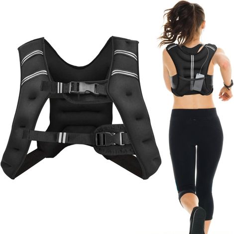 Gilet lesté 15 kg, sangles réglables, bandes réfléchissantes