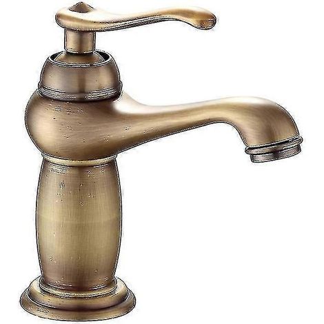 Grifo mezclador de lavabo antiguo de latón, fabricado en cobre macizo, con un lujoso diseño europeo. (1/4)