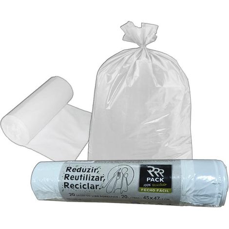 Bolsa basura 20 l 20 unidades 45x47 cm blanca autocierre