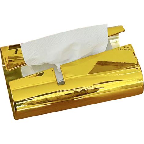 Porta fazzoletti da ufficio color argento con decorazioni dorate.
