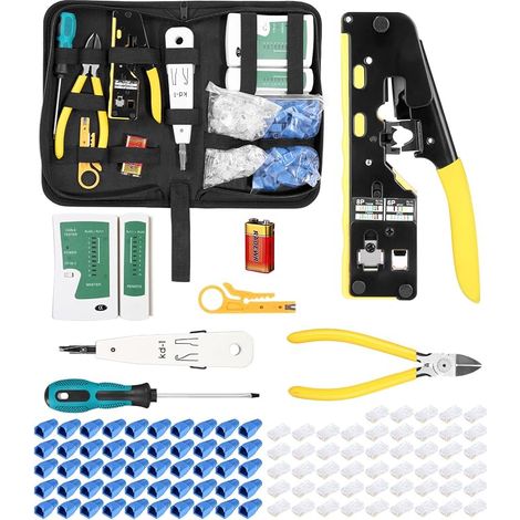 Kit réseau pince RJ45 traversante connecteurs Cat6 sac outils inclus (1/5)