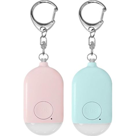 Alarme personnelle (lot de 2), Porte-clés alarme d'autodéfense 130 dB avec lampe torche LED d'urgence rechargeable par USB - alarme anti-agression (1/5)