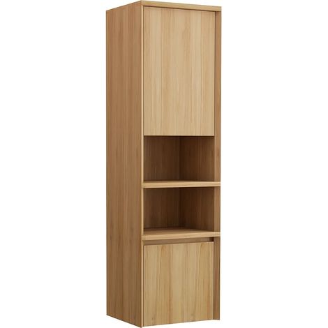 Colonna sospesa da bagno in teak con nicchie H140 cm - KUPANG (1/5)