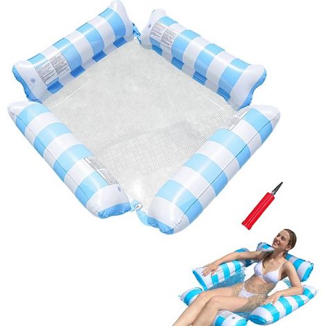 Tumbona flotante para piscina, hamaca inflable, 122x122 cm, azul (1/5)
