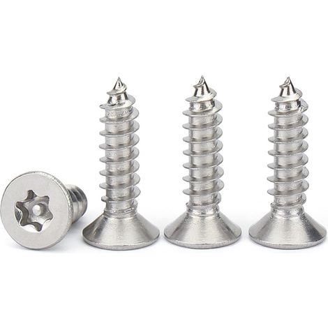 10 pièces M2.9 M3.5 M3.9 M4.2 M4.8 Longueur 8–50 mm Vis à bois autotaraudeuse six lobes en acier