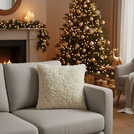 Cuscino natalizio in caldo poliestere per decorazione da 45 x 45 cm -Bianco (1/5)