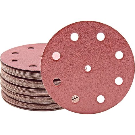 MioTools Fox Klett-Schleifscheiben, 125 mm, 9-Loch, f. Exzenterschleifer, Normalkorund (50 Stk.) K240