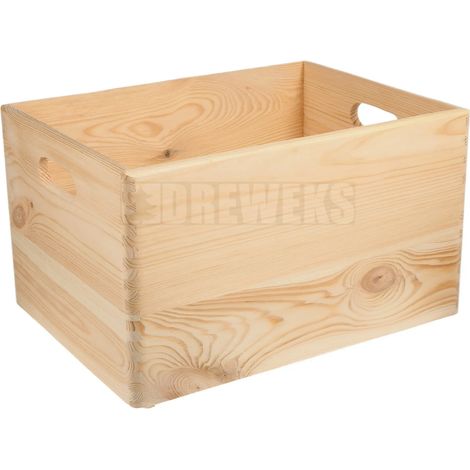 Coffret en pin massif haut de gamme – Assemblages en queue d'aronde – Poignées pratiques – Pour rangement jouets et livres