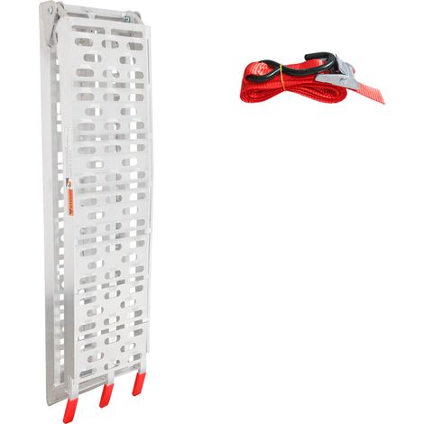 TolleTour Rampe de chargement 1 pièce, en aluminium, 226 cm, charge jusqu’à 340 kg, pliable à 114 cm, surface antidérapante, pour moto, quad et remorque (1/5)