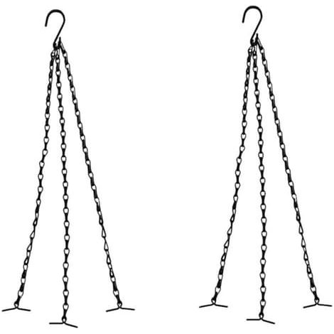 Lot 6 guirlandes pot fleur crochet fer noir 1,2mm hauteur 40cm, suspension plante intérieur extérieur, pot oiseaux lampe (1/5)