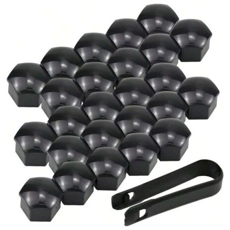 Cache-écrous de roue, cache-écrous de boulon 17 mm, cache-écrous de boulons de roue, cache-vis, cache-écrous hexagonaux noirs avec outil de retrait, décoration de voiture anti-poussière, 20 pièces (1/3)