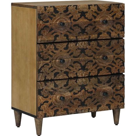 Storage Sideboard Brown 60 x 33.5 x 75 cm Solid Mango Wood vidaXL