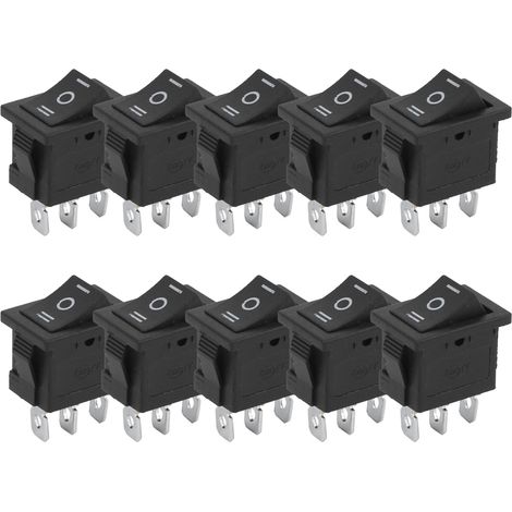 KCD1 Mini-Wippschalter, 3 Pins, 3 Positionen, quadratisch, bootsförmig, Ein/Aus, für Haushaltsgeräte, 10 Stück.