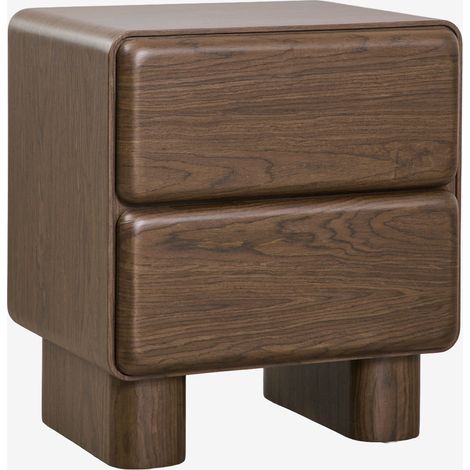 Table de chevet avec deux tiroirs en MDF Sheila SKLUM Marron Noyer Foncé 50 x 40 cm (1/5)