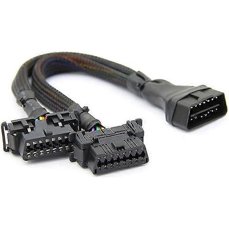 2 In 1 Obd2 Verlängerungskabel Obdii Stecker auf 2 Buchse Splitter Auto Computer Anschluss Konvertierungsstecker (1/5)