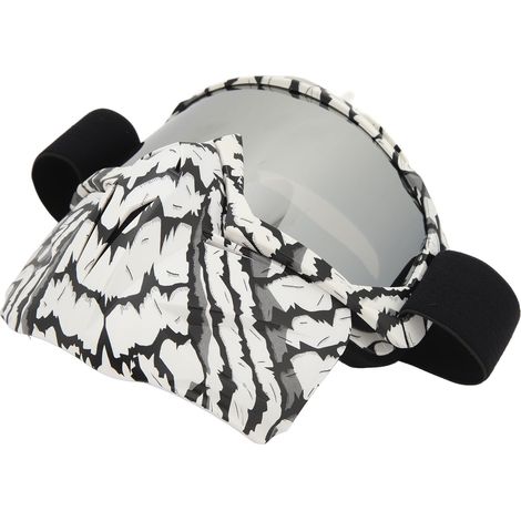 Masque de moto avec lunettes de protection anti-poussière, vent et UV, modèle zébré, amovibles et fermées. (1/5)