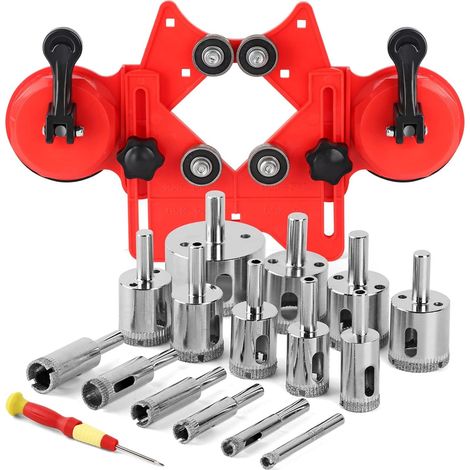 Coffret de 17 scies cloches diamantées, incluant un guide de positionnement à double ventouse (capacité de serrage : 0,24 po – 1,97 po) (1/5)