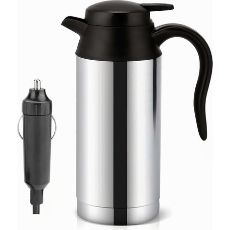 Hervidor de agua de acero inoxidable para coche, 750 ml, 12 V, portátil, de acero inoxidable, para coche, taza de café con cargador para encendedor de cigarrillos (1/5)