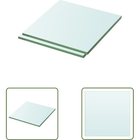 The Living Store Panneaux d'étagère 2 pcs Verre Transparent 30 x 25 cm - Etagere Murale - Étagère Verre - Décoration Murale - Rangement Mural - Support Étagère (1/3)