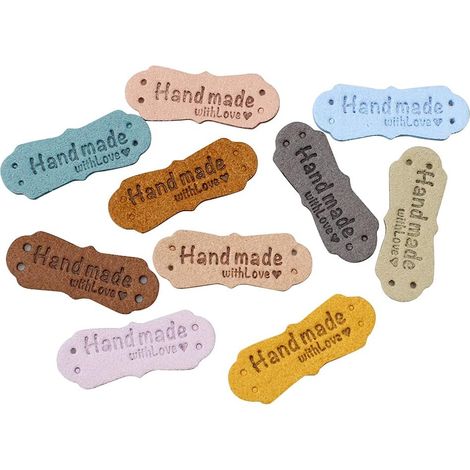 40 handgefertigte Etiketten aus PU-Leder, DIY-Etiketten für Kleidung, Größe S (1/5)