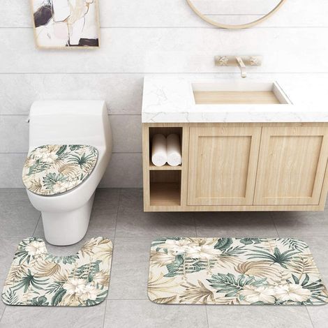 Tapis De Salle De Bain - Tapis De Baignoire 75x45 Cm - Tapis En Forme De U 45x37 5 Cm - Housse De Chasse D Eau 45x35 Cm - Microfibre - Lot De 3 (1/5)