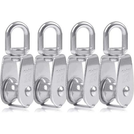 4 Pcs Blocs Monobloc en Acier Inoxydable 304. Grue pour Poulie M25. Charge Pivotante de 150 kg