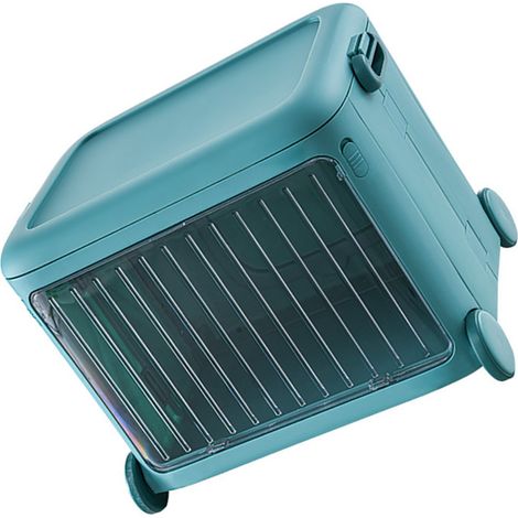 Boîtes de rangement empilables pour enfants, transparentes, portables, pliables, avec roulettes, pour jouets, livres, goûters, bleues (1/5)