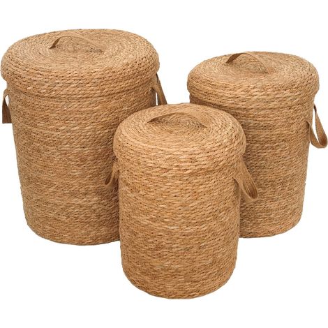 3er-Set dekorative Aufbewahrungskörbe, Home Organizer, Mehrzweckkörbe, natürliches Design, geflochtene Körbe. (1/4)