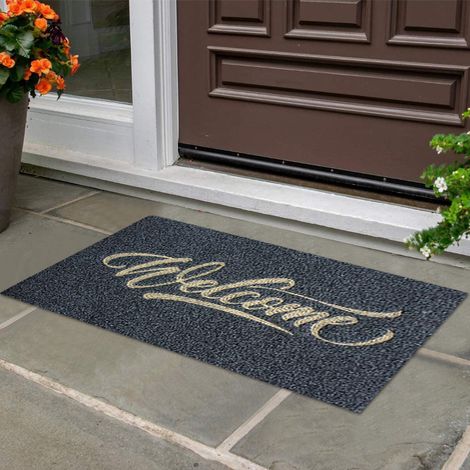 Tapis de Bienvenue en Fibre de Polyester, Anti-Dérapant pour Intérieur et Extérieur, Paillasson d'Entrée (1/5)