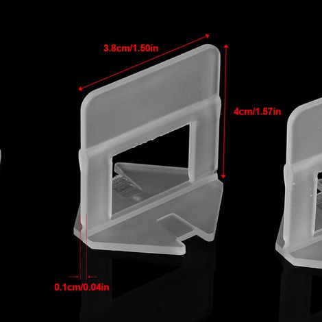 Clip de nivellement pour carrelage - 100 pièces, blanc, plastique, 1.0mm