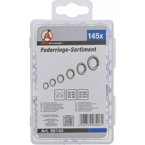 Assortiment Rondelles Grower M4-M12 - 145 pcs - Acier, Résistantes et Antivibrations, Pro - D-Work