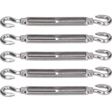 Lot de 5 tendeurs à crochet et câble inox 304 pour voile d'ombrage, matériel M6 (1/5)