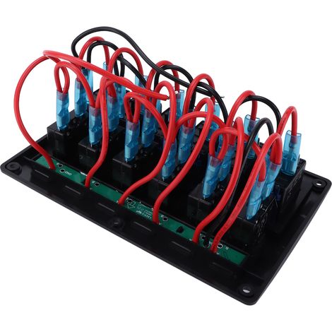 Panneau 6 Interrupteurs à Bascule 12V 24V Lumière Bleue Étanche IP65 pour Bateaux Navires Cockpits SUV Camions (1/5)