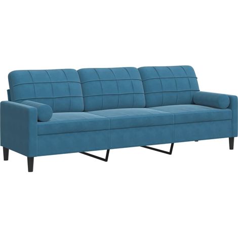 Canapé 3 places,Sofa pour Salon,Banquette avec oreillers décoratifs bleu 210 cm velours CFW673345 (1/5)