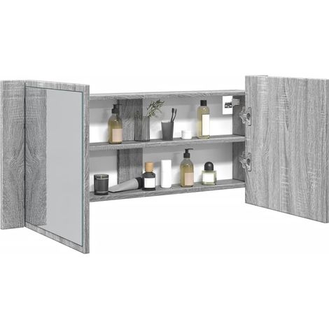 LED-Spiegelschrank Grau Sonoma 100x12x45 cm