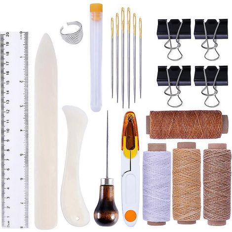 cuir Outils Kit Dequantit Voir Le Graphique Rparation  La Main Artisanat Cuir Fil Cir 8 Couleur Avec Aiguilles  Coudre Ciseaux Ruban  Mesurer Pour (1/5)