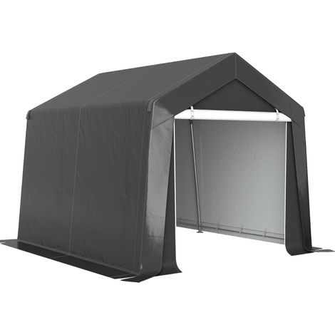 Carpa garaje 3 x 3 m impermeable gris oscuro con puerta enrollable y ventana (1/4)