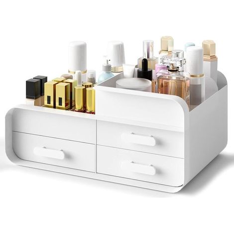 Make-up-Organizer mit Schubladen – Aufbewahrungsbox für Kosmetik und Accessoires – weiß (1/5)