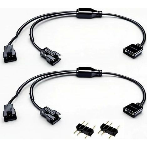 2 Pièces 1 à 2 Câble répartiteur ARGB câbles d'extension 5V 3 broches femelle vers SM 3 broches mâle,Répartiteur de Ventilateur ARGB,pour ventilateurs RGB et bandes LED(noir) (1/5)
