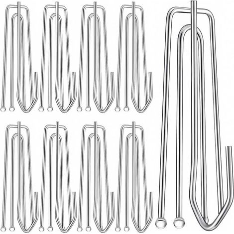 60 Ganci per tende all'uncinetto, ganci in metallo con 4 denti, pinze a clip per pieghe, ganci in acciaio inox per appendere tende e binari (1/5)