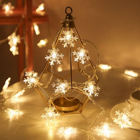 Guirlande Lumineuse Flocon De Neige - 30 LED - 4,5 M - Alimentée Par Piles - Pour Décoration Intérieure Et Extérieure - 1 Pièce (1/2)