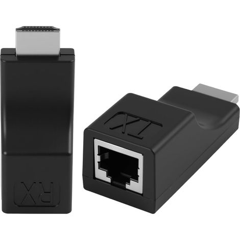 2 Pièces Convertisseur HDMI Réseau Ethernet, Adaptateur HDMI vers RJ45 Jusqu’à 30m, Extendeur sur Ethernet CAT6 / CAT5E, Répéteur Vidéo 1080P Full HD pour TV, PC, Projecteur, Conférence, Home Cinéma (1/5)