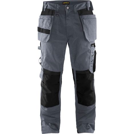 Pantalon de travail artisan sans poches flottantes 1555 - Gris clair/Noir M - FR(44) - SE(C50) - Longues (1/4)