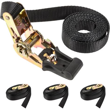 4pièces Sangles à Cliquet Robustes avec Ressort Sangles Arrimage pour Sécuriser Moto Kayak Camion Remorque Fixation Rapide (1/5)