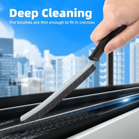 Cleaning Brush - Hard Bristle Cleaning Brush, Grout Brush, Cleaning Tools for Toilet, Bathroom, Home, Bathtub, Sink, Window (3, Black) (1/3)