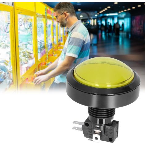 Interrupteur à bouton convexe 60mm avec voyant LED pour machine à grue et console de jeu, jaune (1/5)