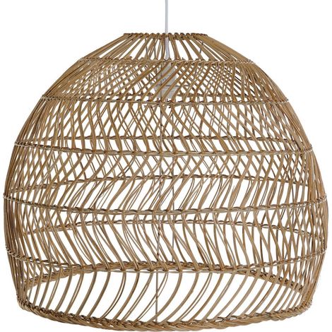 Suspension raffinée en rotin pour déco naturelle - Teinte naturelle de rotin marron clair (1/4)