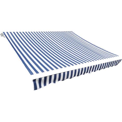 Toile de Rechange pour Store Banne Polyester Bleu et Blanc pour Cadre 600x300 cm - PANGIVO (1/5)