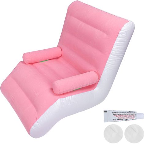 Canapé Gonflable Ergonomique en Forme de S Portable Surface Douce en Flocage PVC Résistant Rose pour Maison Voyage Bureau (1/5)