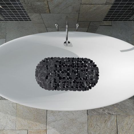 tapis de douche antidérapant, avec ventouses, tapis antidérapant pour le bain, lavable, tapis de bain antidérapant LxP: 36x68 cm, noir (1/5)